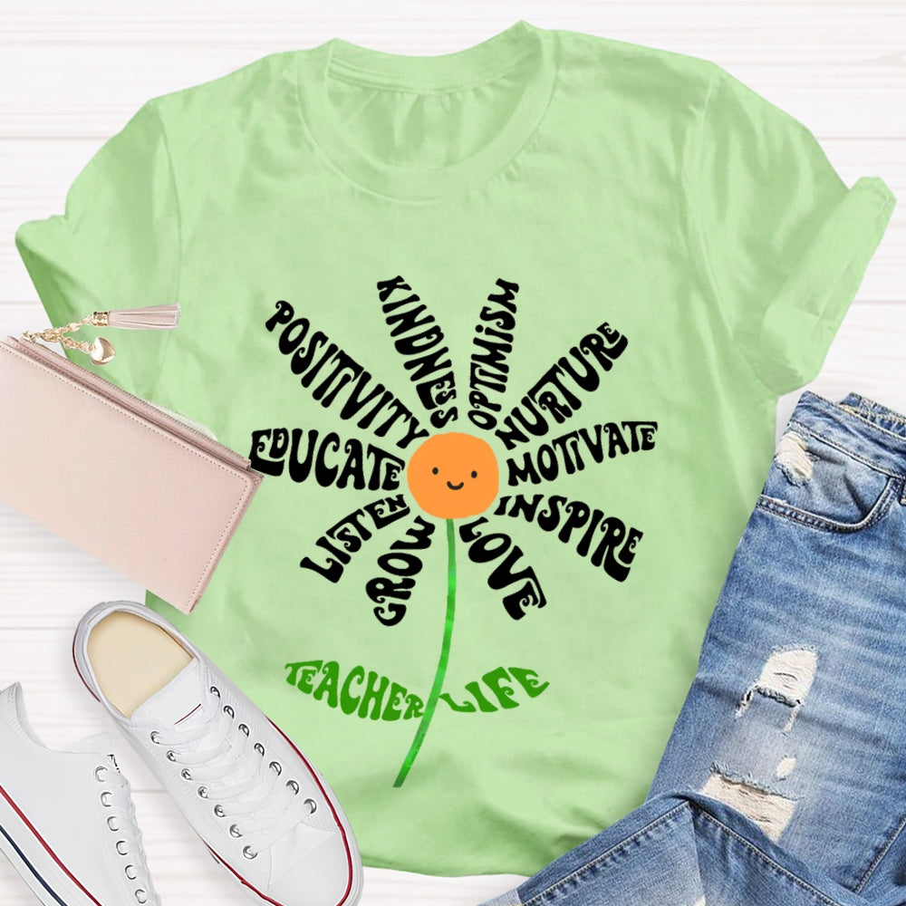 Crow Listen Educate Positivity Kindness Optimism Nurture Motivate Inspire Love Teacher Life T-shirt