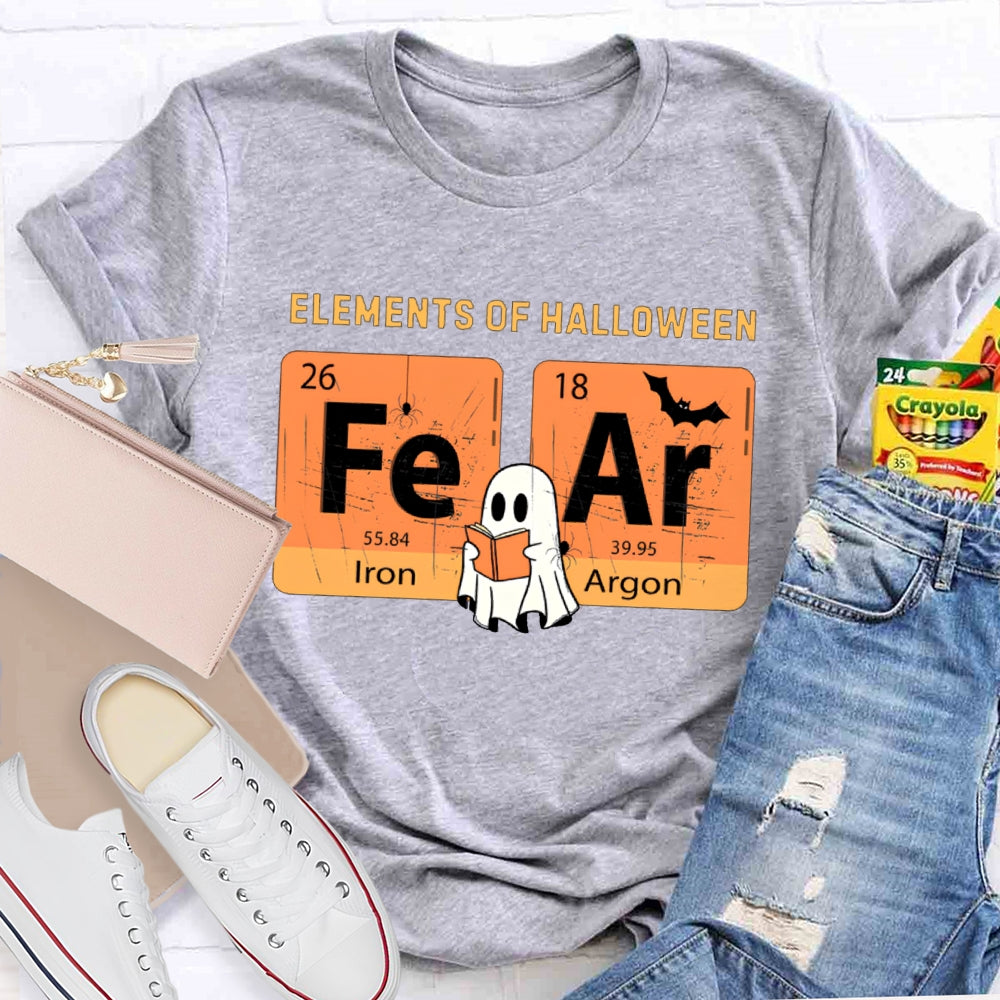 Elements Of Halloween Fear Lron Argon Funny Science And Halloween T-shirt