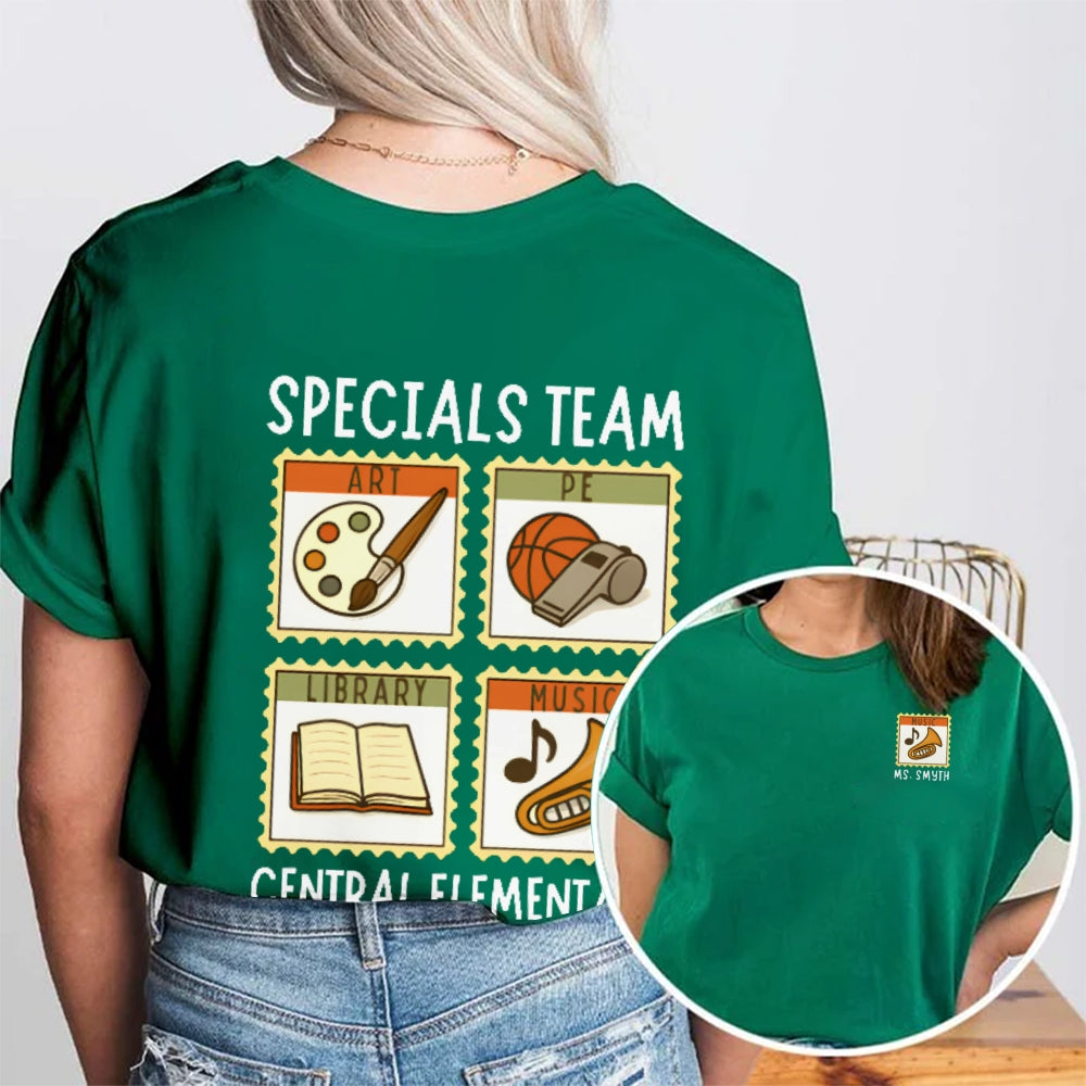 Personalized Name Specials Team Central Elementary School Teachers Double Printed T-shirt