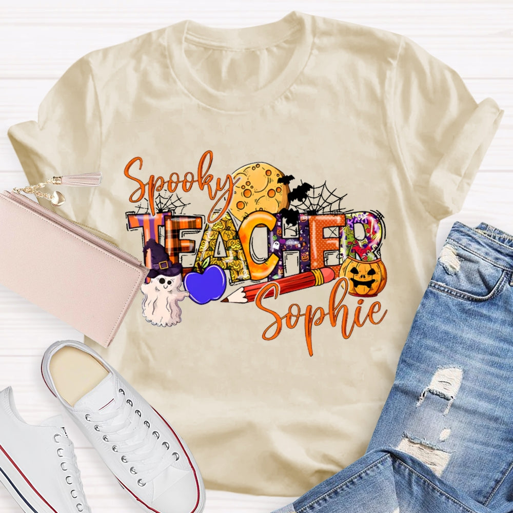 Personalized Name Spooky Teacher T-Shirt
