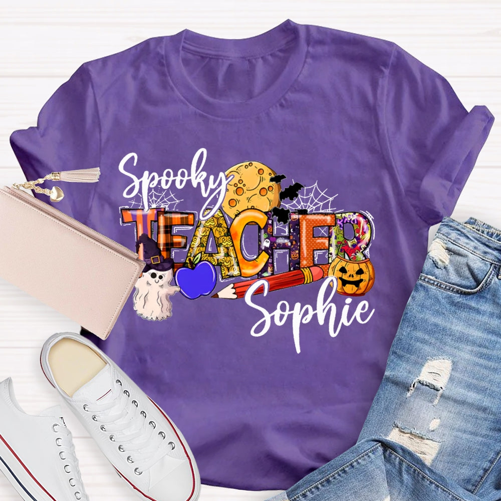 Personalized Name Spooky Teacher T-Shirt