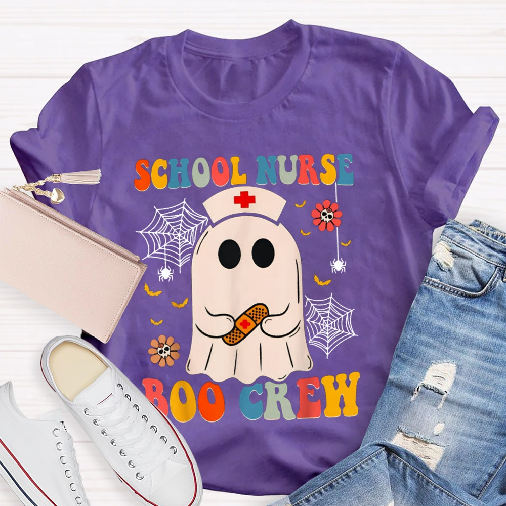 School Nurse Boo Crew Cute Little Nurse Ghost Halloween T-shirt