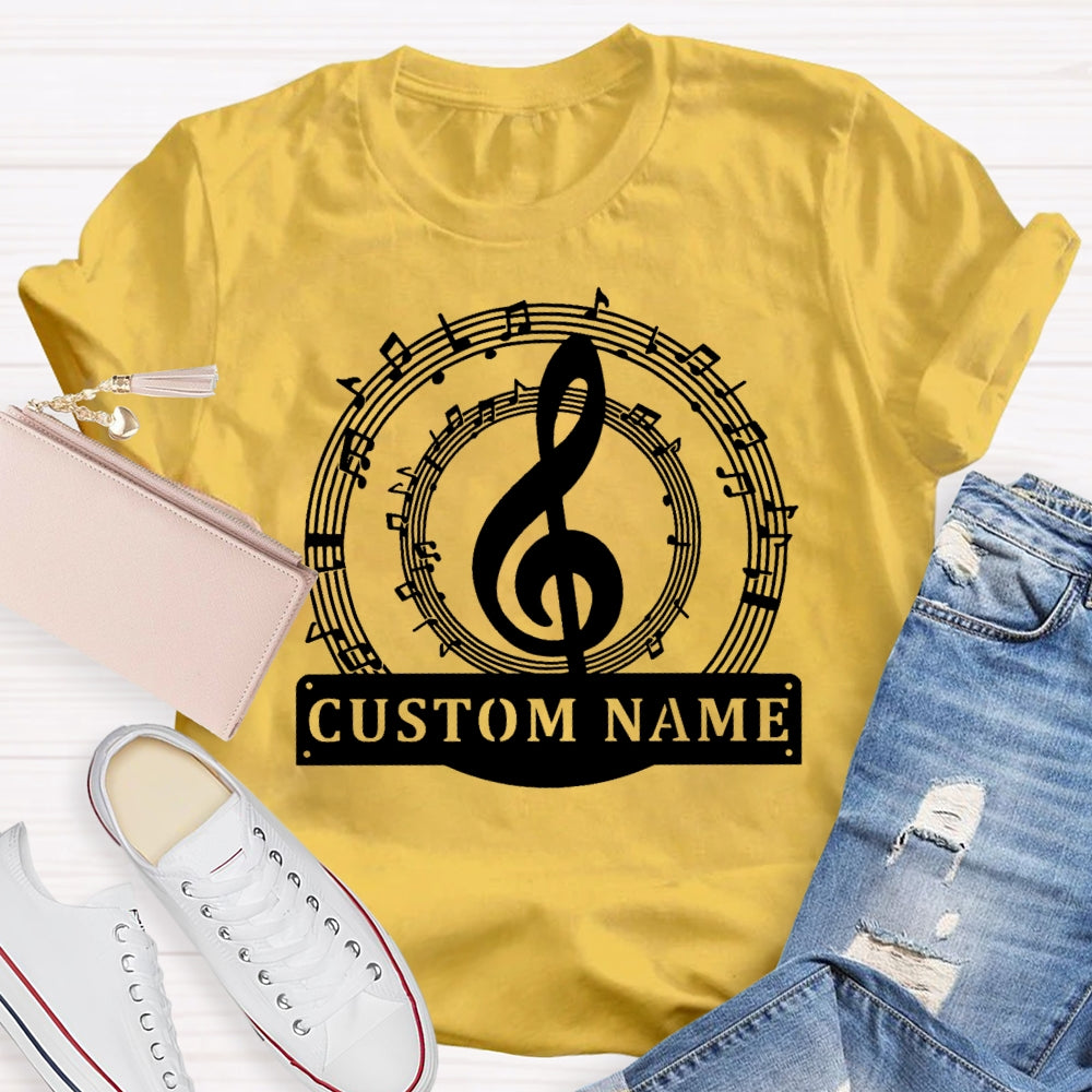 Personalized Name Music Pattern Funny T-shirt
