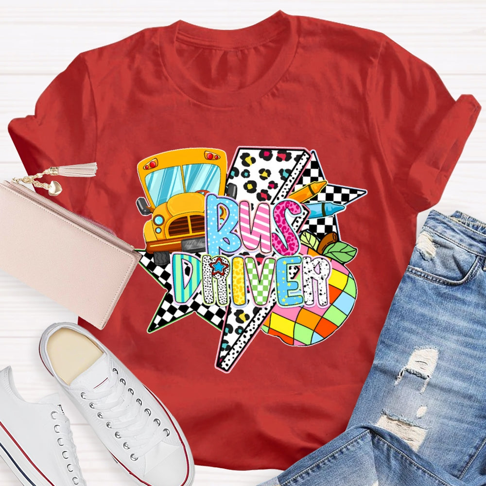 Bus Driver Colored Leopard Print T-shirt