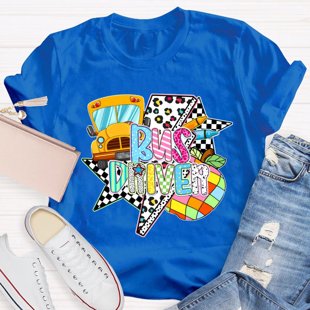Bus Driver Colored Leopard Print T-shirt