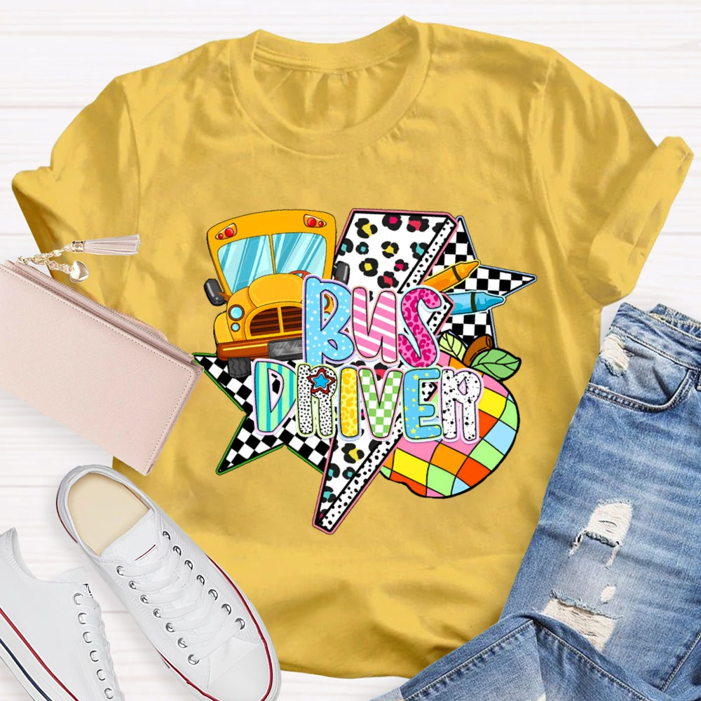 Bus Driver Colored Leopard Print T-shirt