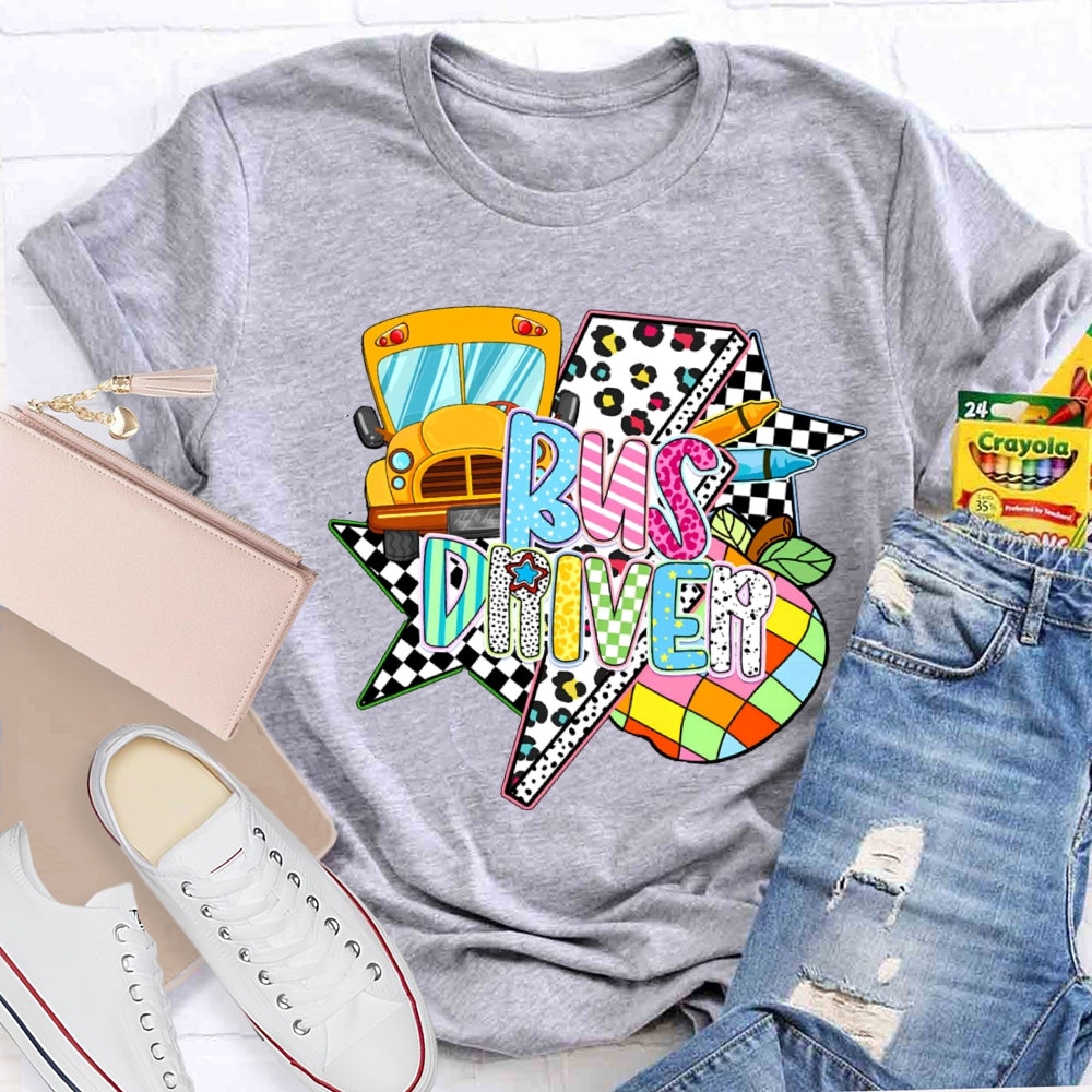 Bus Driver Colored Leopard Print T-shirt