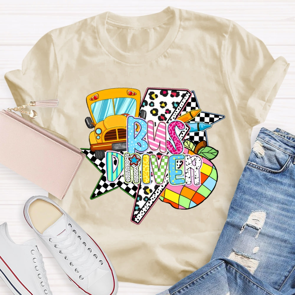 Bus Driver Colored Leopard Print T-shirt