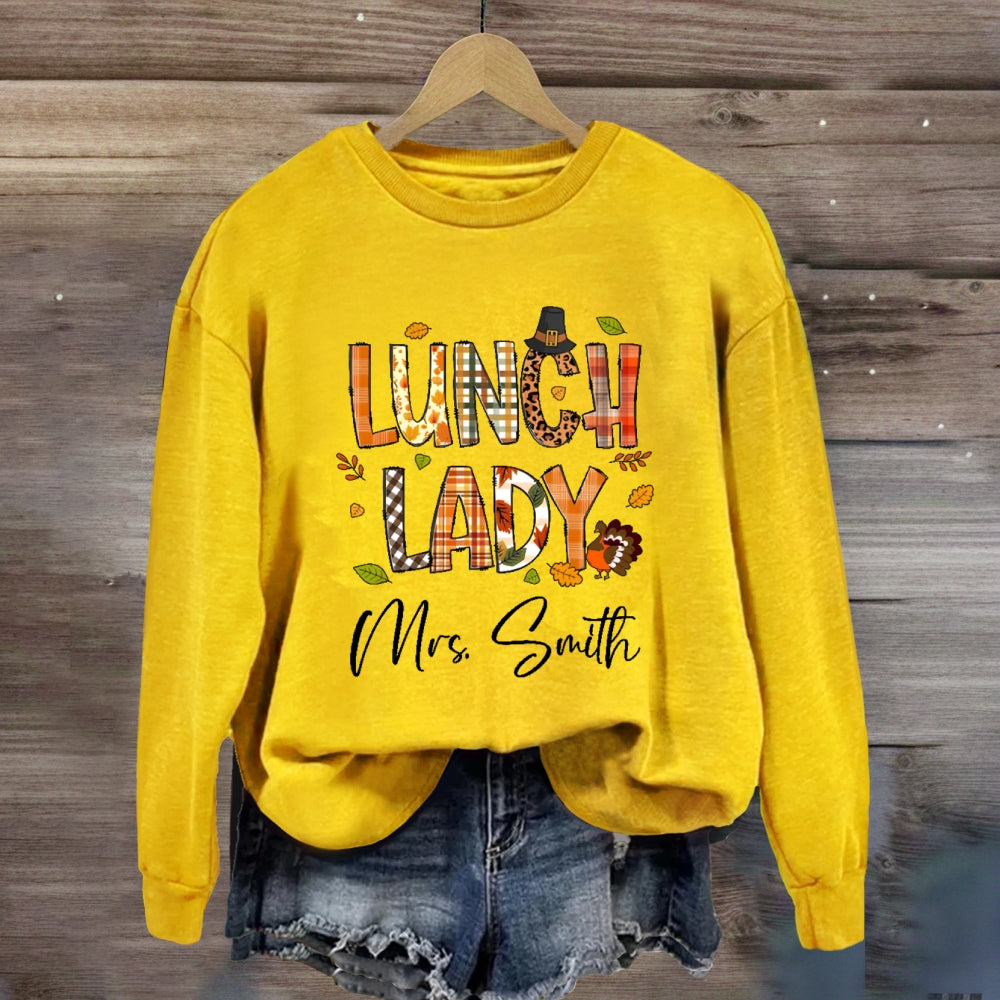 Personalized Name Lunch Lady Fall Season Sweatshirt
