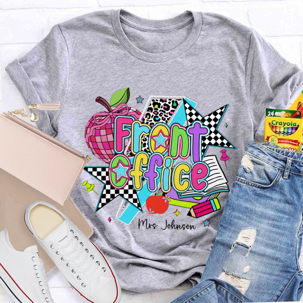 Personalized Name Front Office Colorful Apples And Stars T-shirt