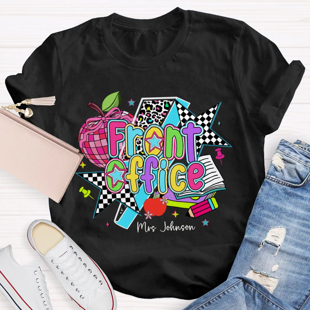 Personalized Name Front Office Colorful Apples And Stars T-shirt