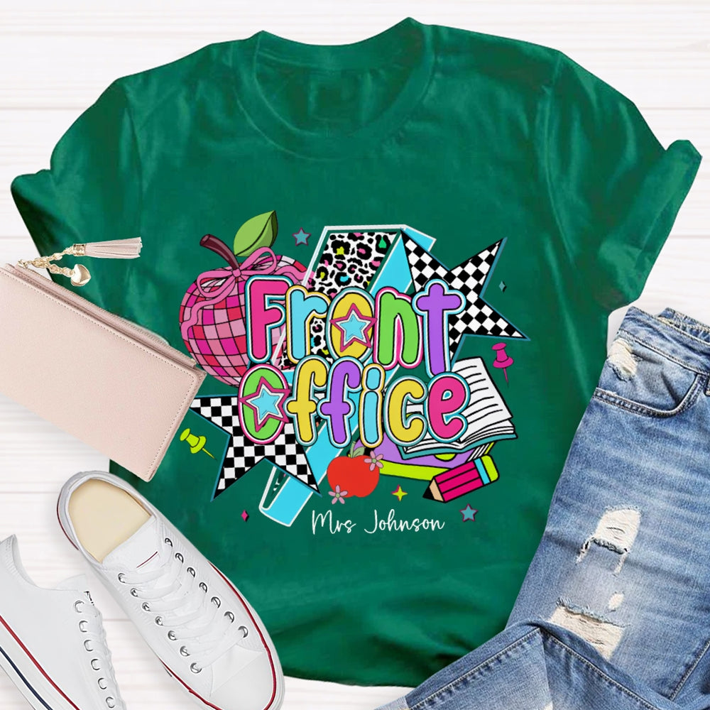 Personalized Name Front Office Colorful Apples And Stars T-shirt