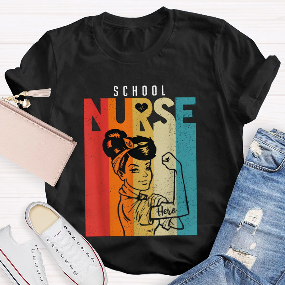 School Nurse Colorful Printed Nurse T-shirt