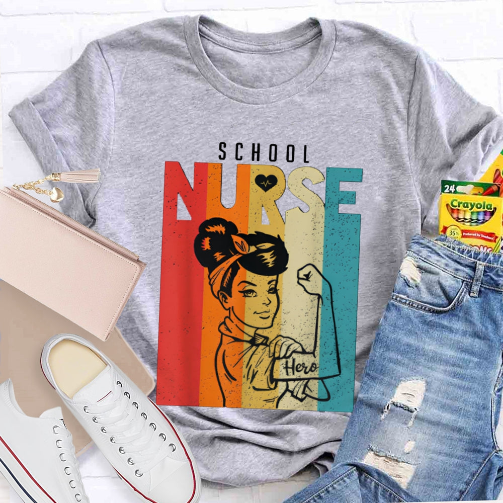 School Nurse Colorful Printed Nurse T-shirt
