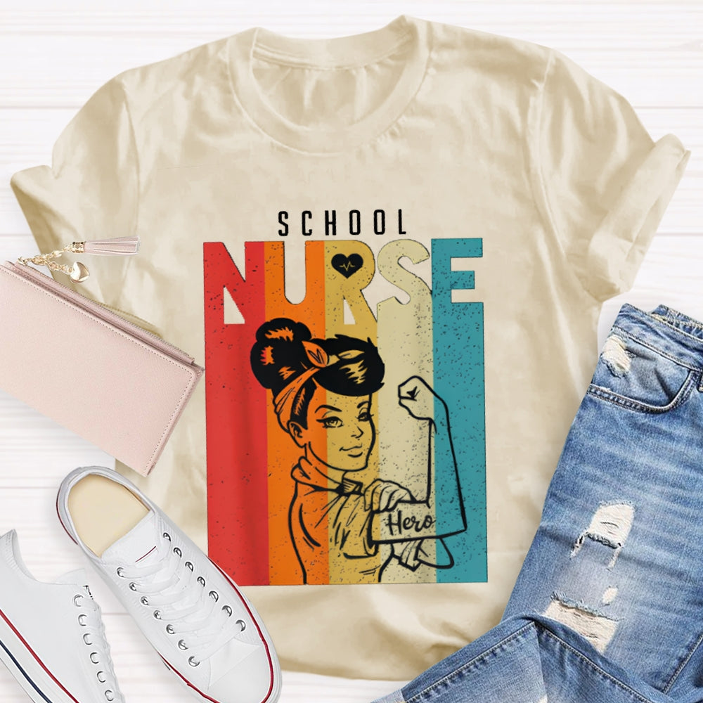 School Nurse Colorful Printed Nurse T-shirt