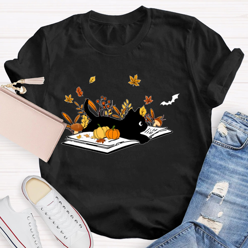 Cat Books Fall T-shirt