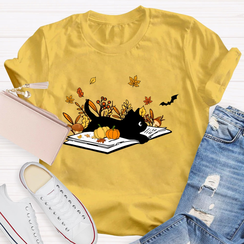 Cat Books Fall T-shirt