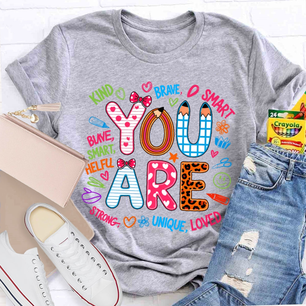 You Are Kind Cute Leopard Print Letters T-shirt