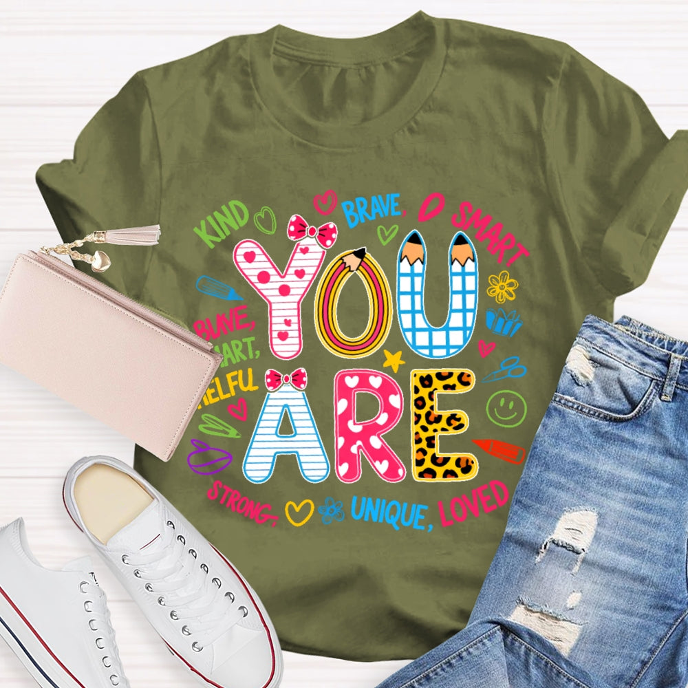 You Are Kind Cute Leopard Print Letters T-shirt