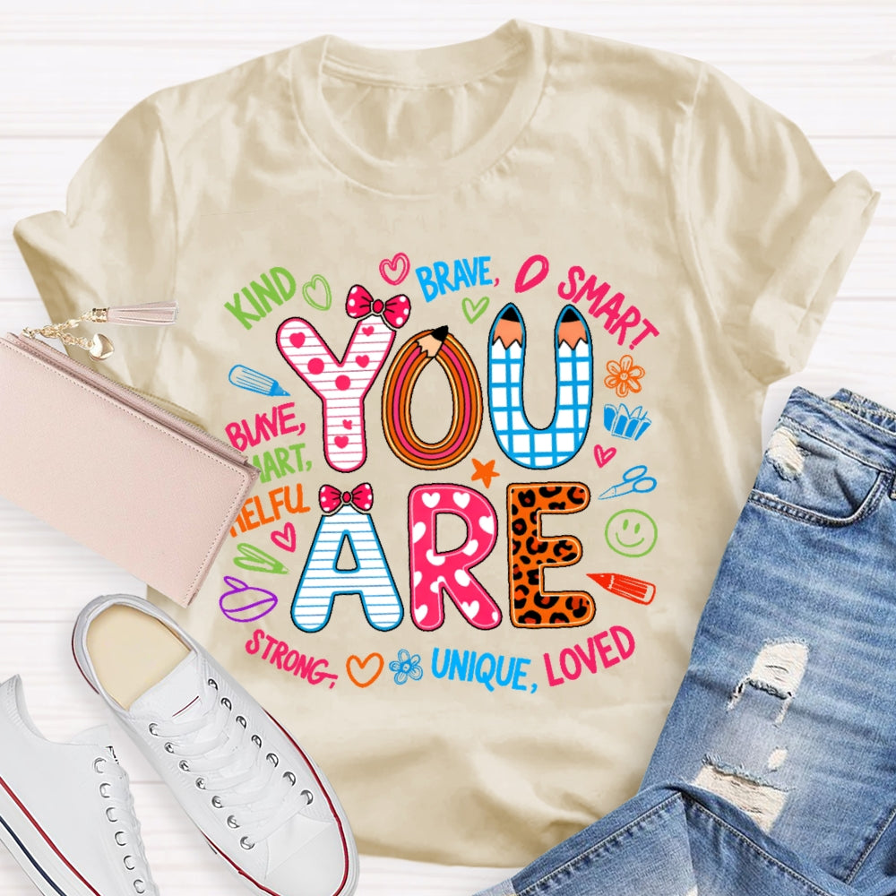 You Are Kind Cute Leopard Print Letters T-shirt