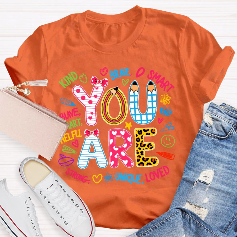 You Are Kind Cute Leopard Print Letters T-shirt