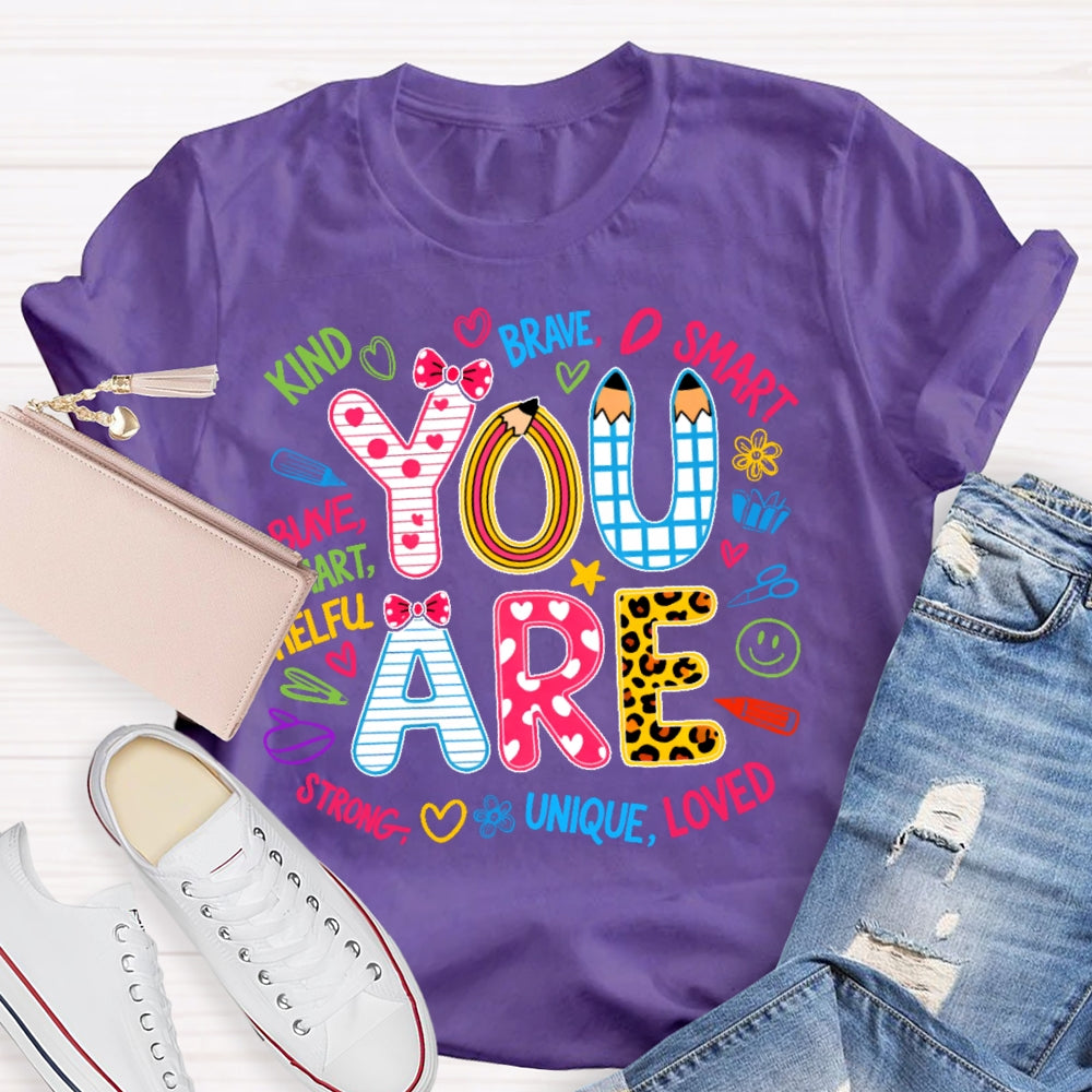 You Are Kind Cute Leopard Print Letters T-shirt