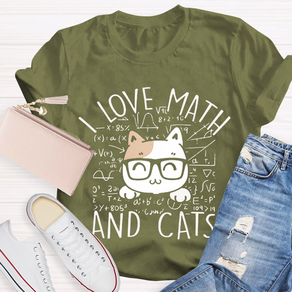L Love Math And Cats Funny Math Teacher T-shirt