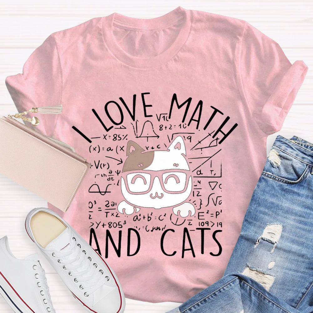 L Love Math And Cats Funny Math Teacher T-shirt