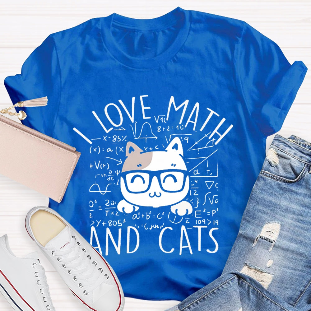 L Love Math And Cats Funny Math Teacher T-shirt