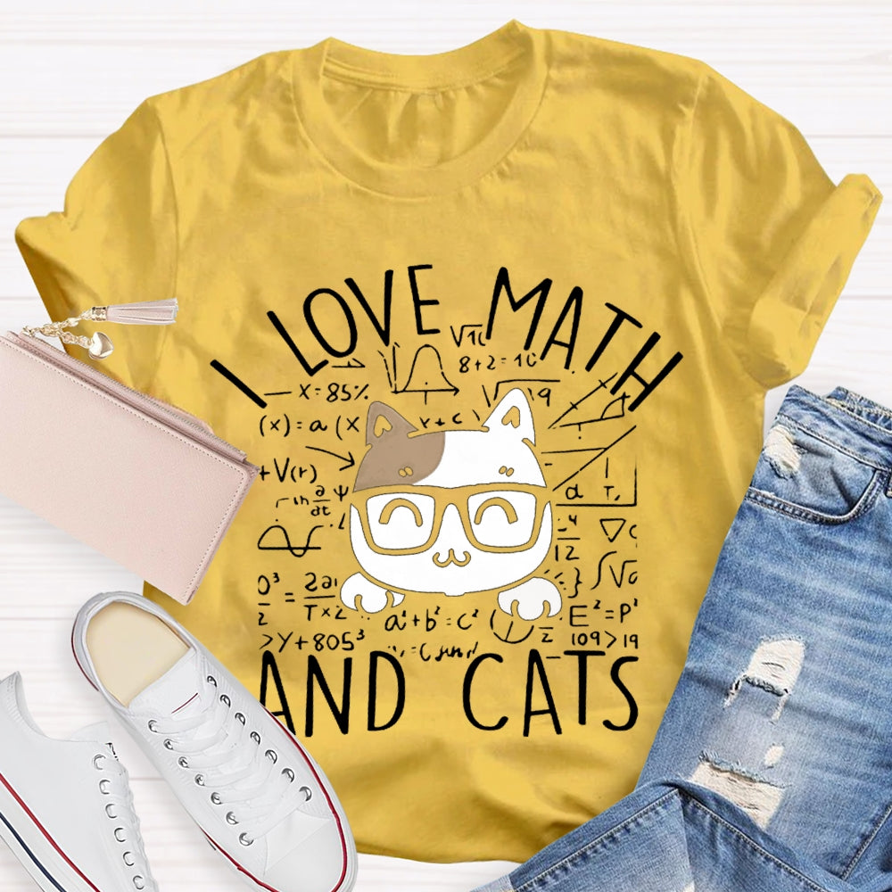 L Love Math And Cats Funny Math Teacher T-shirt