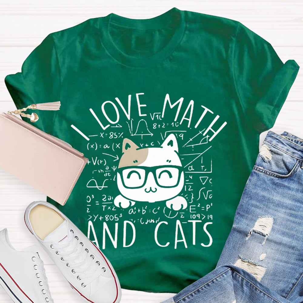 L Love Math And Cats Funny Math Teacher T-shirt