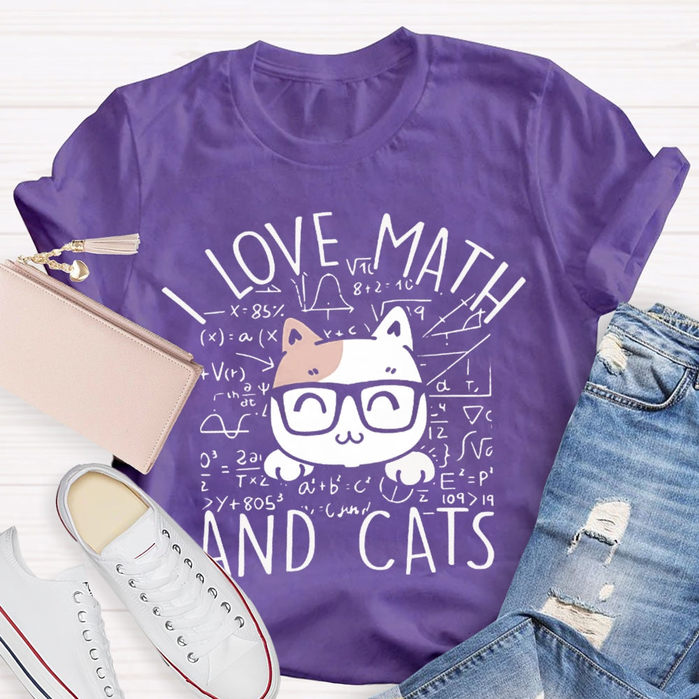 L Love Math And Cats Funny Math Teacher T-shirt