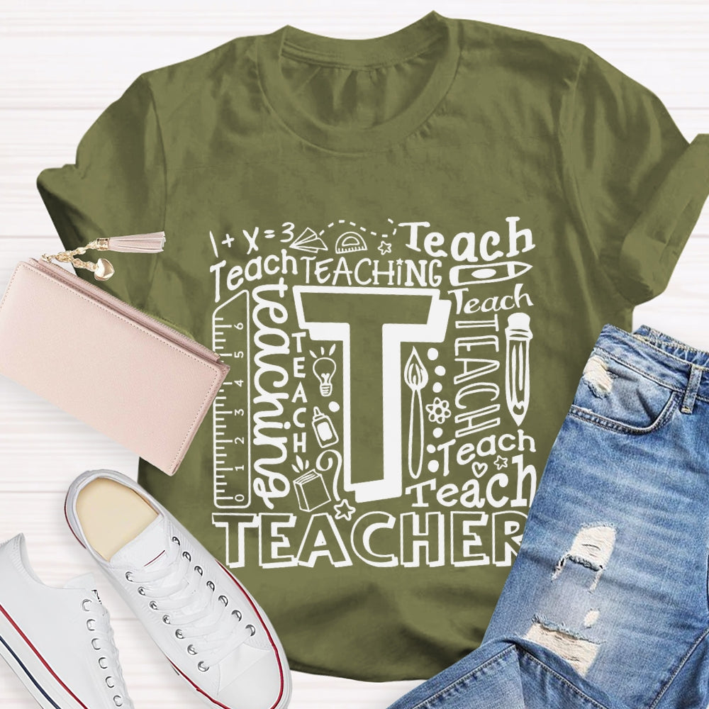 Teach Math Various Fonts Teach Math Teacher T-shirt