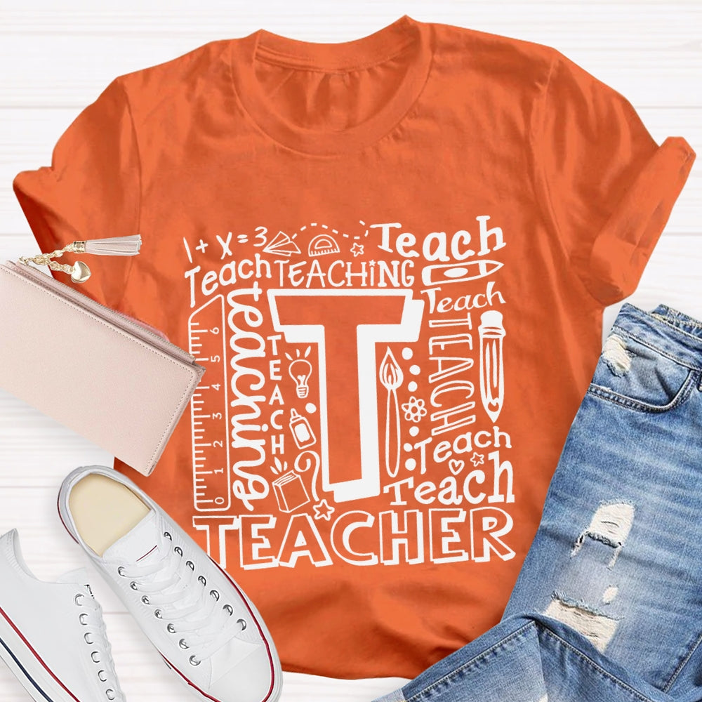 Teach Math Various Fonts Teach Math Teacher T-shirt