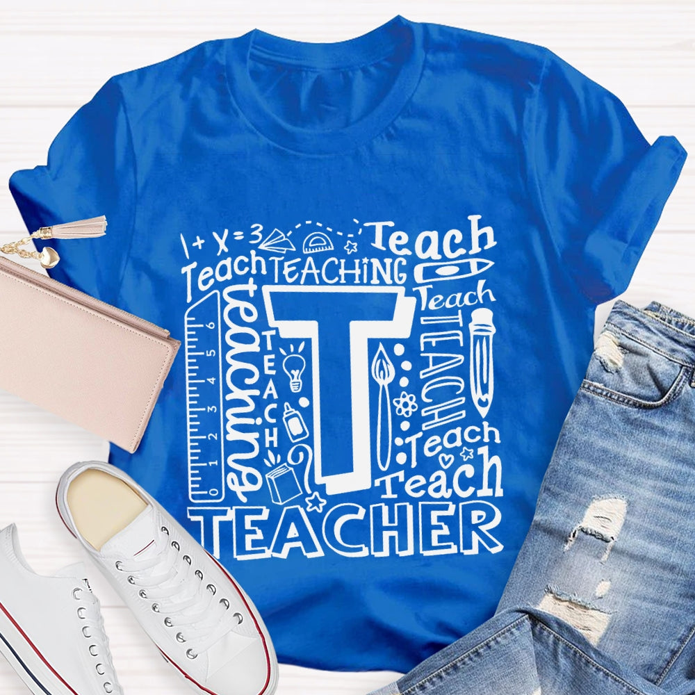Teach Math Various Fonts Teach Math Teacher T-shirt