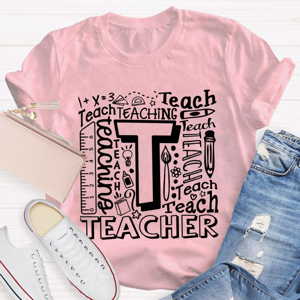 Teach Math Various Fonts Teach Math Teacher T-shirt