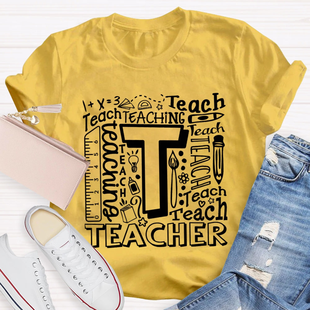 Teach Math Various Fonts Teach Math Teacher T-shirt