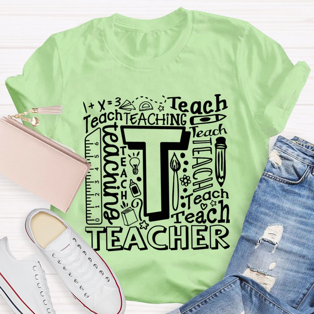 Teach Math Various Fonts Teach Math Teacher T-shirt