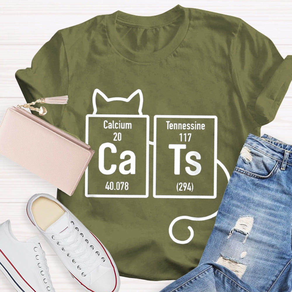 Calcium Tennessine Cats Funny Science Teacher T-shirt