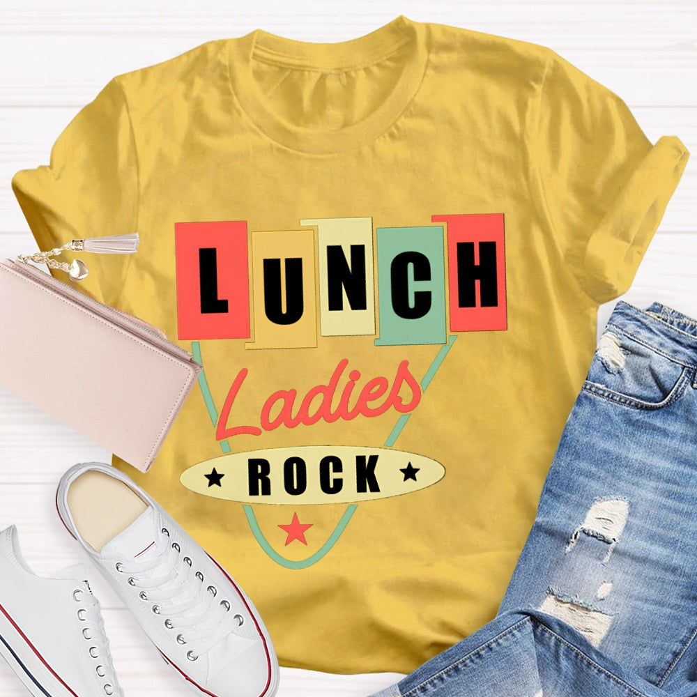 Lunch Ladies Rock Colorful Square Font T-shirt