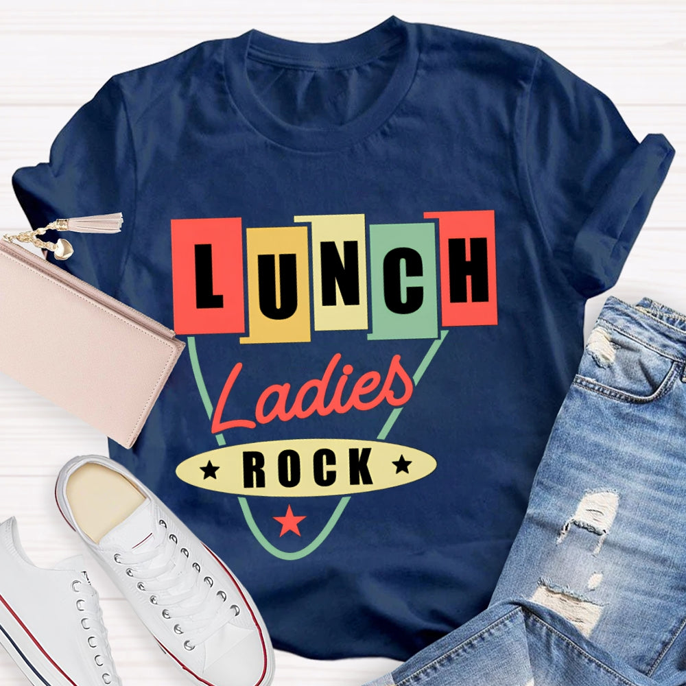 Lunch Ladies Rock Colorful Square Font T-shirt