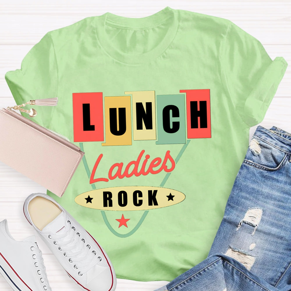 Lunch Ladies Rock Colorful Square Font T-shirt