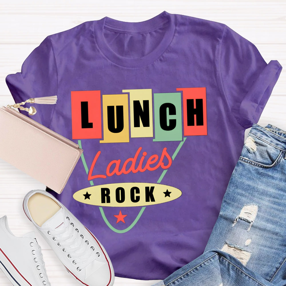 Lunch Ladies Rock Colorful Square Font T-shirt