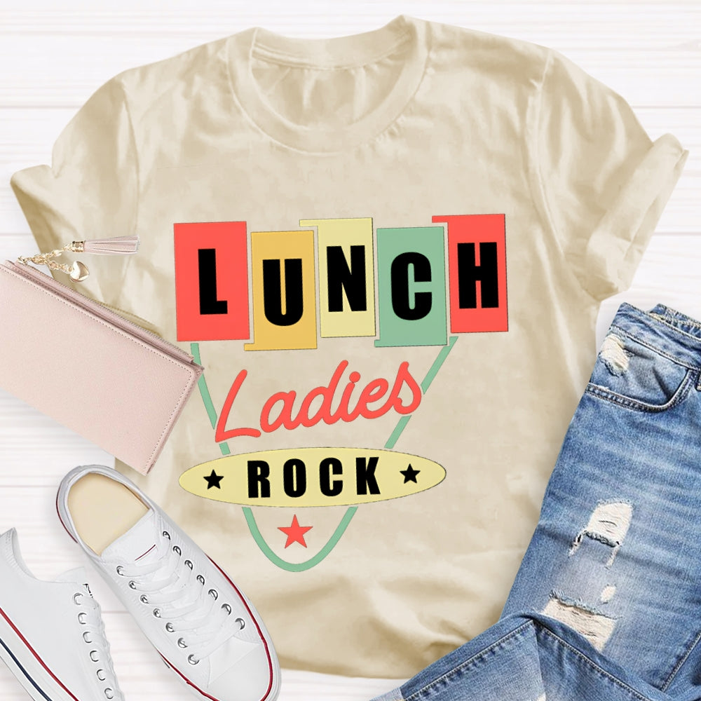 Lunch Ladies Rock Colorful Square Font T-shirt