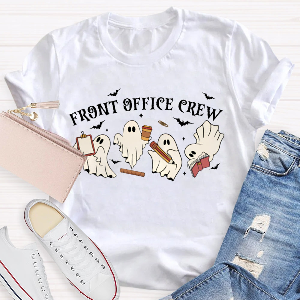 Front Office Crew Four Little Ghosts Working Funny Halloween T-shirt
