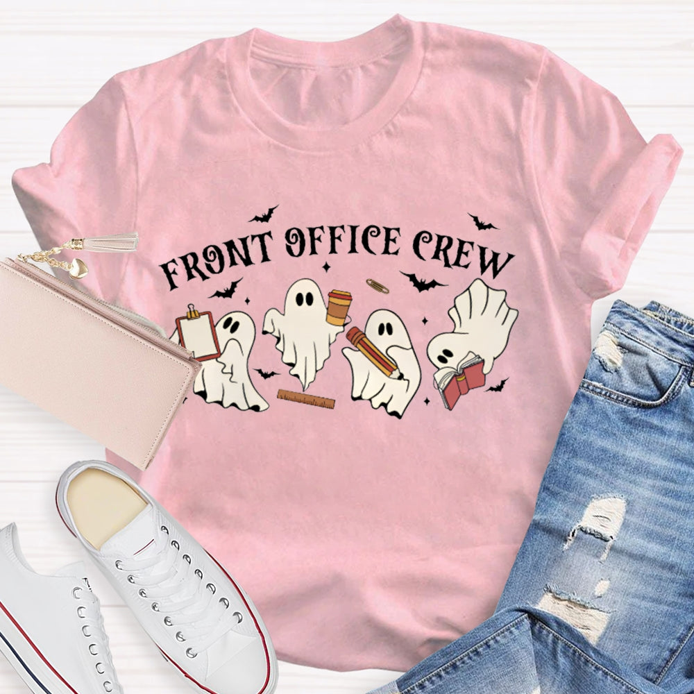 Front Office Crew Four Little Ghosts Working Funny Halloween T-shirt