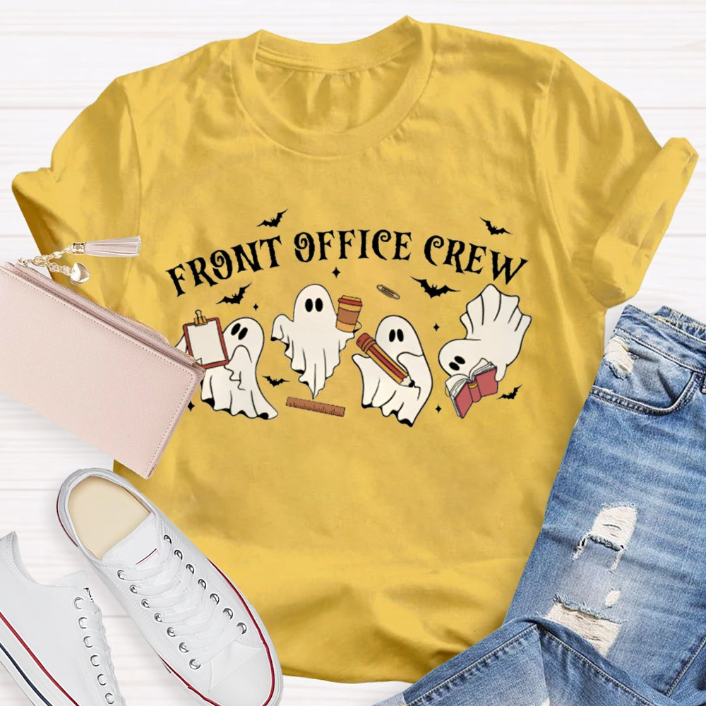 Front Office Crew Four Little Ghosts Working Funny Halloween T-shirt
