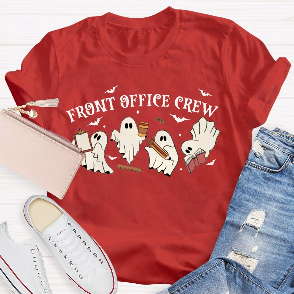 Front Office Crew Four Little Ghosts Working Funny Halloween T-shirt