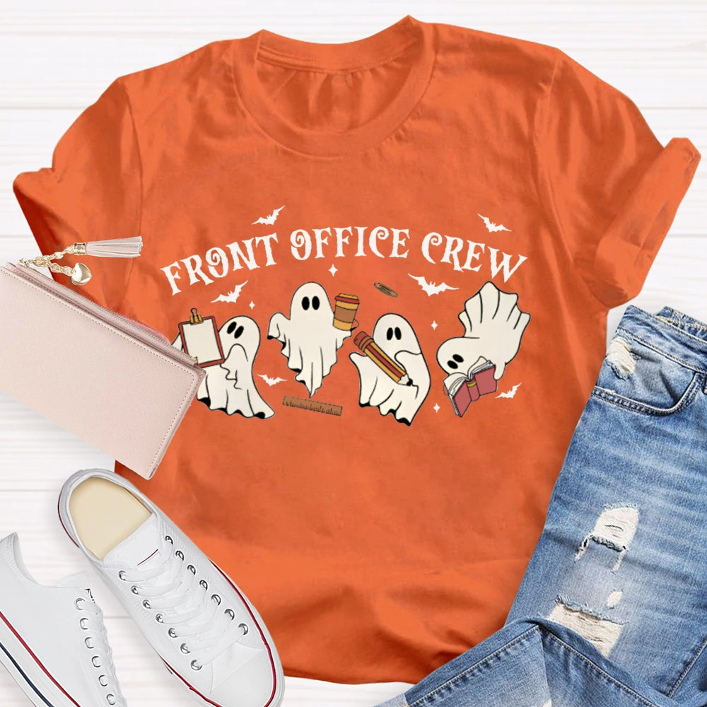 Front Office Crew Four Little Ghosts Working Funny Halloween T-shirt