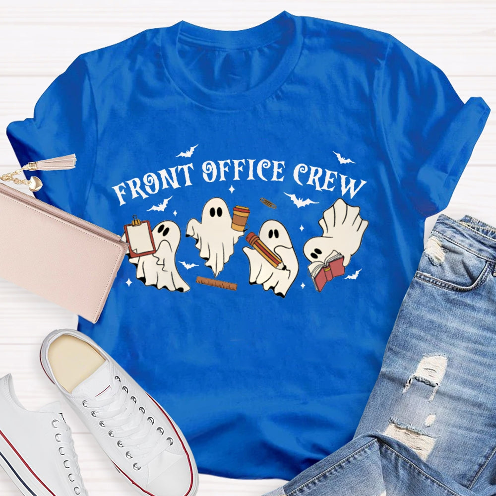 Front Office Crew Four Little Ghosts Working Funny Halloween T-shirt